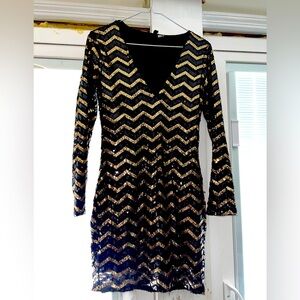 Black and Gold H&M Sequin Dress Size 8